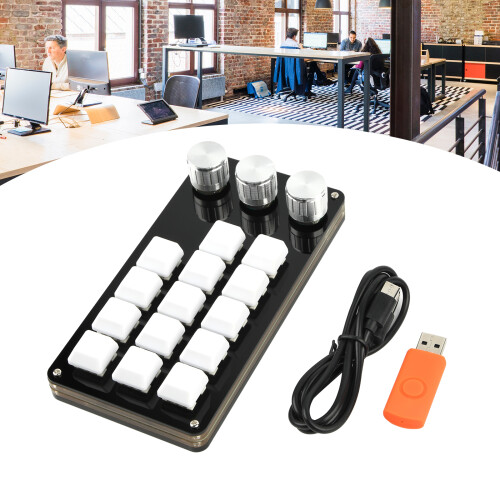 Mini clavier Portable avec 14 touches, 3 boutons, Programmable, 1