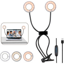 Innovatieve webcamlamp met oogbescherming, 360 graden draaibare beugel en draagbaar ontwerp voor Zoom-vergaderingen en vloggen.