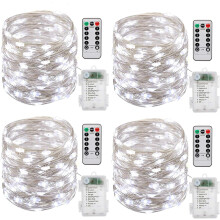 Warm Starry Glow String Lights, Battery Operated Fairy Lights with Remote Control, Waterproof Flexible Copper Wire for Indoor Outdoor Decorations,