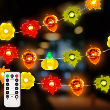 Maple Magic: Battery Operated 10Ft Warm White String Lights, Seasonal Ornaments with Remote Control for Harvest Decor, Patio & Garden Ambiance