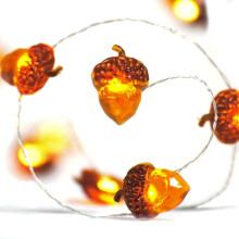 3D Acorn Design, Fall Thanksgiving Decoration, Flexible Copper Wire, Soft Amber Light, Indoor Outdoor Decor For Battery Operated String Lights