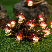 Artisan Crafted Mushroom Fairy String Lights, Battery Operated, 10FT 30LEDs, Waterproof Design, Energy-Efficient, Perfect For Indoor Outdoor Decor,