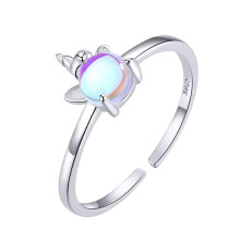 Unicorn Ring Fashion Adjustable Sterling Silver Open Band Ring