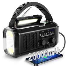 20,000 mAh Crank Radio with LED Torch, USB Charger, Compass, SOS Alarm for Emergency