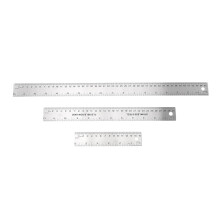 3 Piece Stainless Steel Ruler Set with NonSlip Cork Back for Precise Measurements, Ideal for Students, Artists, Designers, and Engineers.
