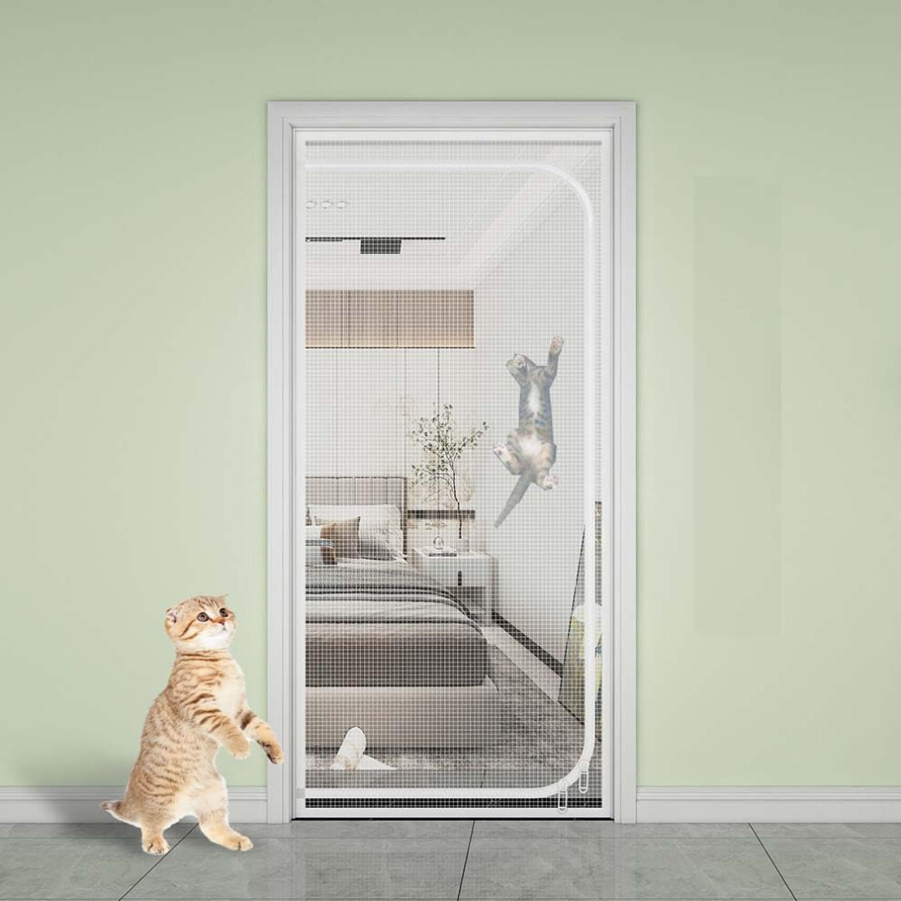 Custom Sizes Fly Screen Door With Zipper, Selfadhesive Cat Pet Barrier, Tearresistant Antiescape Net For Cats And Birds, Insulation Mesh 9365049849302