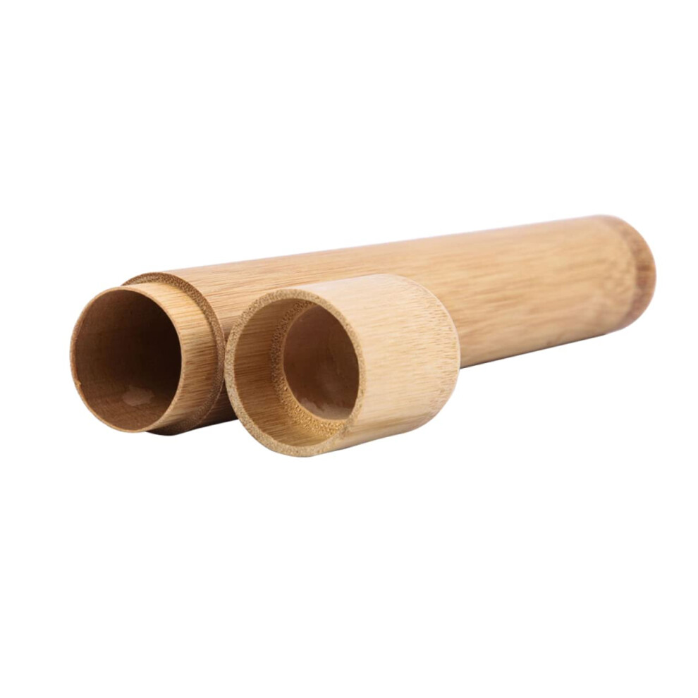 Bamboo Toothbrush Holder Tube Portable Travel Case For Toothbrushes Camping Hiking Fits Standard Toothbrushes Natural Bamboo Color