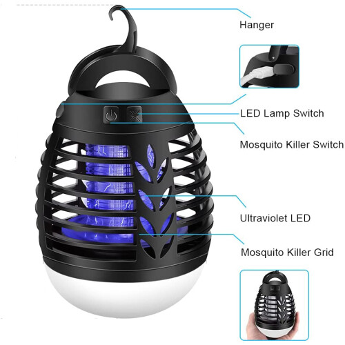 Προηγμένο ηλεκτρικό κουνουπιέρα με λάμπα LED UV 360, επαναφορτιζόμενο και φορητό 1