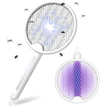 Electric Fly Swatter Racket, Innovative 2 in 1 Bug Zapper, Safe And Efficient Pest Control For Indoor Home Office, Backyard Patio Camping (Portable,