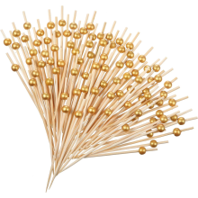 Recevez avec élégance : pics à cocktail en perles dorées, cure-dents en bambou raffinés pour une expérience mémorable, décoratifs et