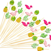 Disposable Cocktail Picks, Quality Material Bamboo For Safe Use, 100 Pack Of 4.7 Inch Bamboo Cocktail Toothpicks, Firmly Attached Decorations Ideal Fo