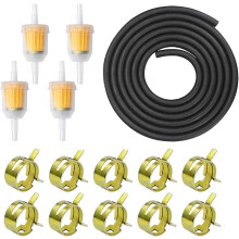 Fuel Filter Kit for Small Engines, Quality Filter Paper Ensures Superior Filtration, Includes 4Pcs 8mm Filters and 10Pcs Hose Clamps for Hassle-Free R