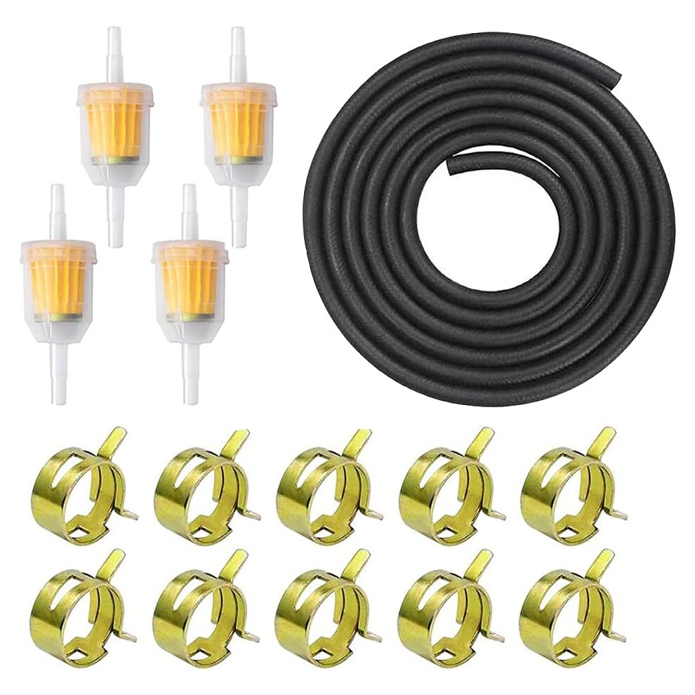 3M Length, 5Mm Inner Diameter Inline Fuel Filter, Rubber Reinforced For Enhanced Durability, Universal Fit For Small Tractors, Lawn Mowers, Snowmobile 9088527546882