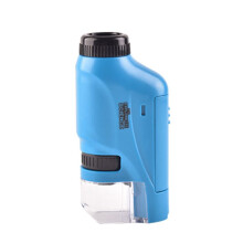 Pocket microscope with LEDlit handle, handheld microscopes, 60x120x, portable optics, smartphone connection, handheld microscopes blue
