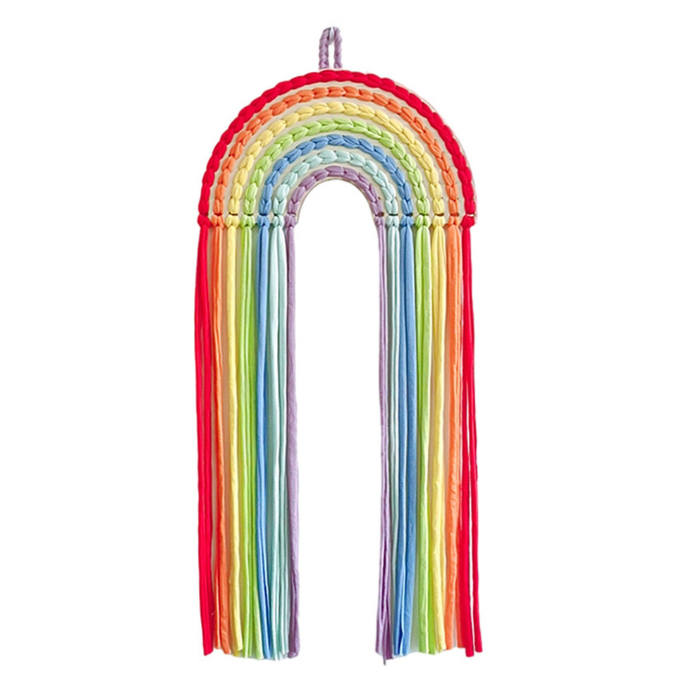 Photo Display Hanger Boho Nursery Decor for Rainbow Macrame Wall Hanging, Hair Clips Organizer Party Decor (Rainbow)