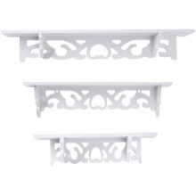 Floating Shelf With Cutout Design, Modern Wooden White Wall Shelf For Decoration Display