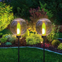 Flackernde Flammenlichter, solarbetrieben, mit klarer Acryllinse und Drehverschluss, wasserdichte Außendekoration für Pool, Garten, Terrasse und