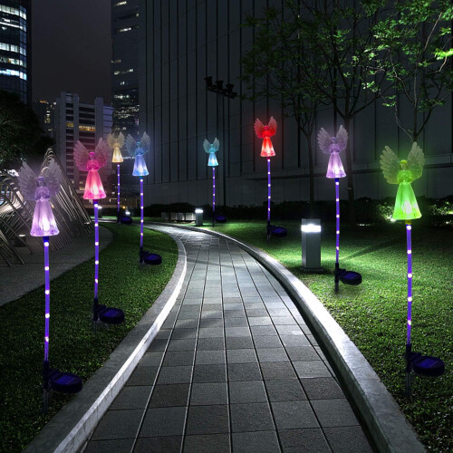 Ηλιακά φώτα LED Angel με αλλαγή χρώματος, 2 ηλιακά διακοσμητικά φώτα για δώρα κήπου, 1