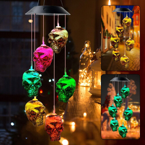 Κουδουνάκια για το Halloween, Διακόσμηση για πάρτι κήπου με φως LED που αλλάζει χρώμα,