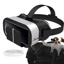Phone VR Headsets, 3D Glasses, AntiBlue Lenses Eye Protection, White Remote, iPhone And Android Compatible, Education VR