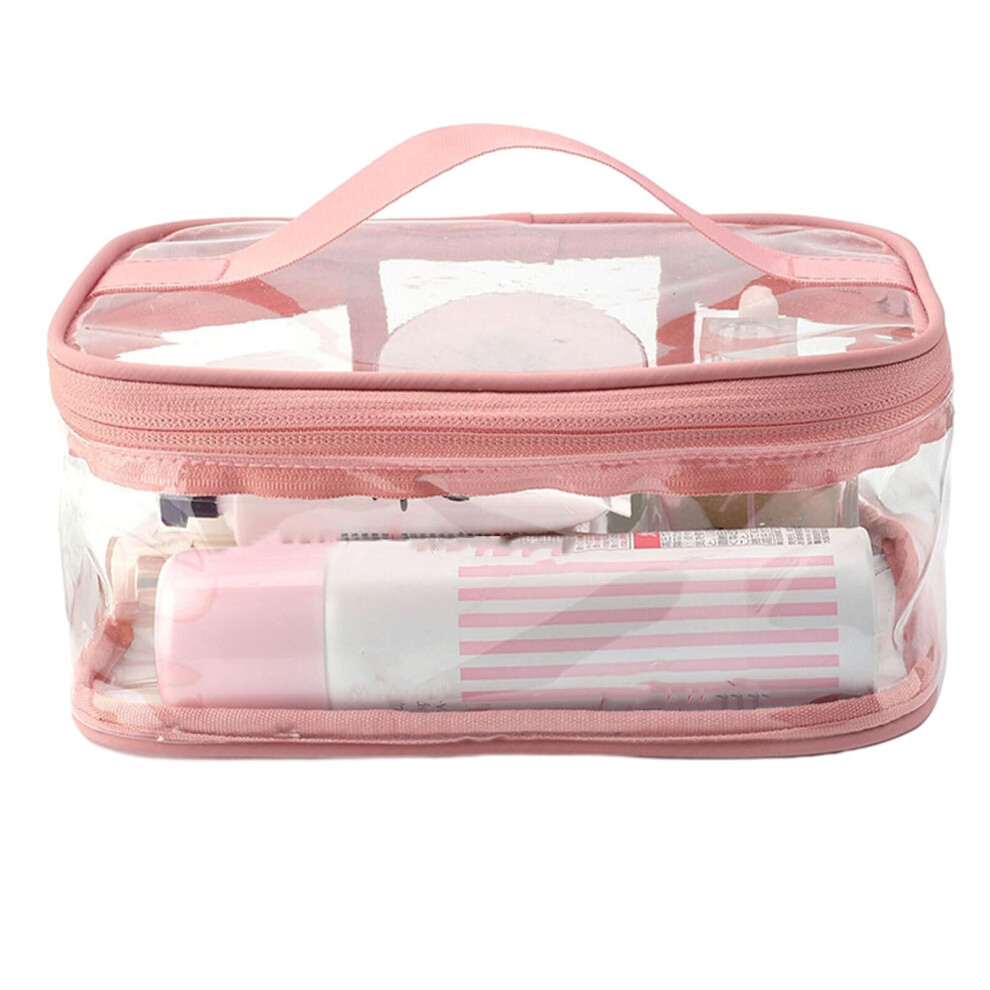 Pink Easytoclean Cosmetic Bag Organizer For Travel And Home, Transparent Cosmetic Pouch, Transparent Pvc Toiletry Bag,