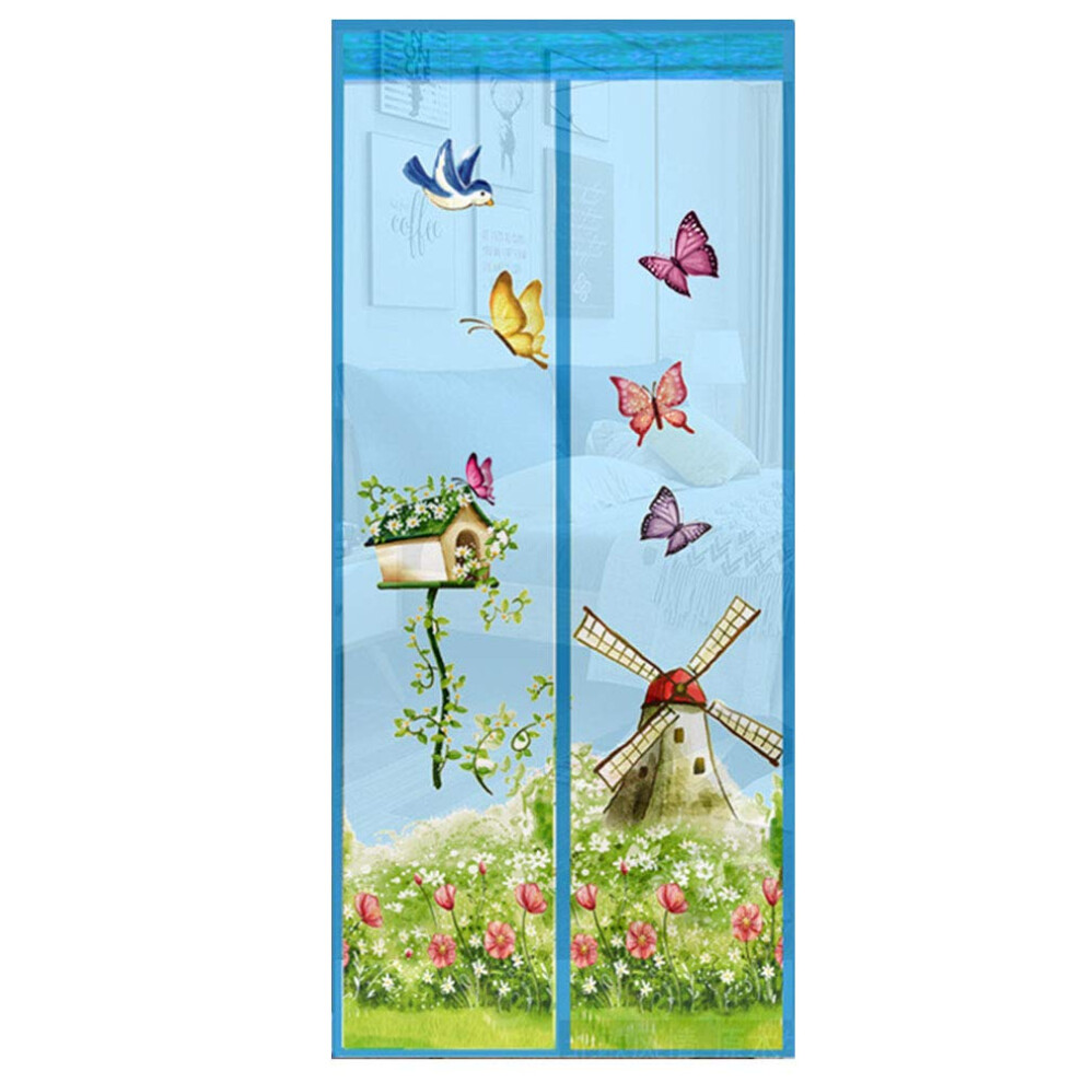 Magnetic Fly Screen Door, Insect Protection, Selfclosing Curtain, No Drilling, Blue, 90 X 210 Cm 9412369079541