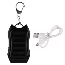 Solar Power Bank Keychain 1500mAh LargeCapacity Portable Solar Charger with Carabiner Black for Cellphones and Tablets