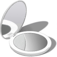 Silk White Fancii LED Travel Makeup Mirror, 1x/10x Magnification, Portable Folding Mirror