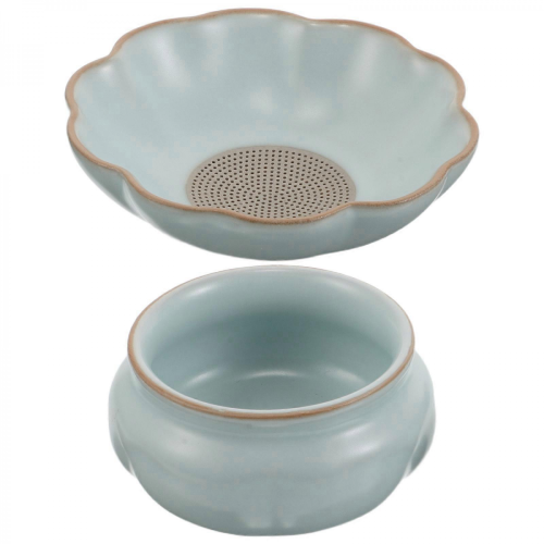 Porcelain Tea Infuser with Ceramic Holder for Gongfu Ceremony