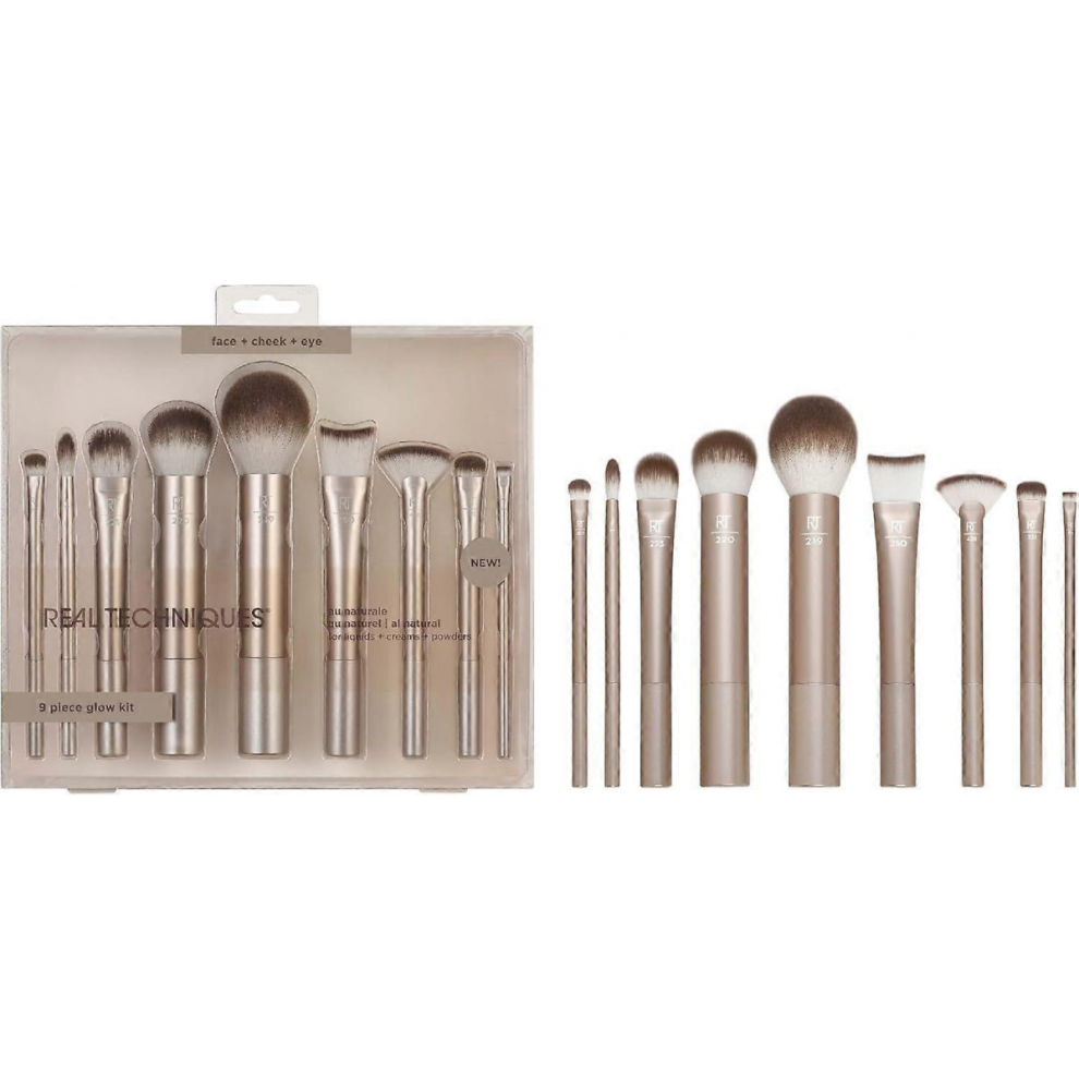 Premium 9-Piece Gold Makeup Brush Set for Foundation, Powder, Concealer