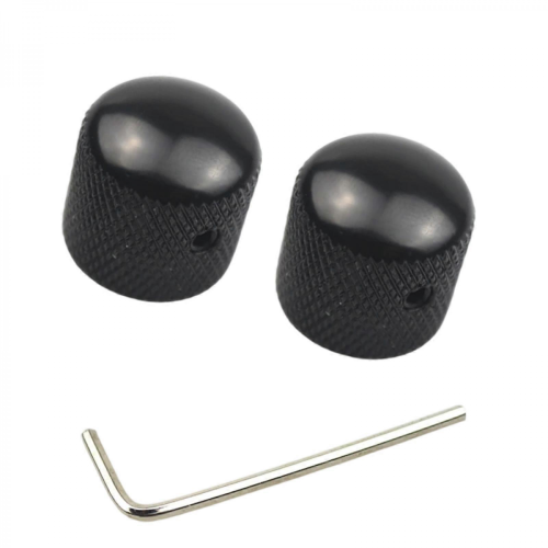 2Pcs Silver Metal Dome Knobs for Electric Guitar Bass Tone Volume Control
