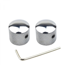 2Pcs Silver Electric Guitar Bass Dome Knobs with Hole Metal Tone Volume Potentiometer Hat Caps