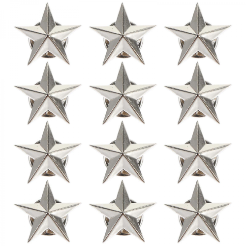 1 Star Silver 12pcs Star Shape Badges Lapel Pins Party Decorations-Yvan