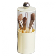 Porte-pinceaux de maquillage anti-poussière avec couvercle relevable, organisateur blanc laiteux style nordique.