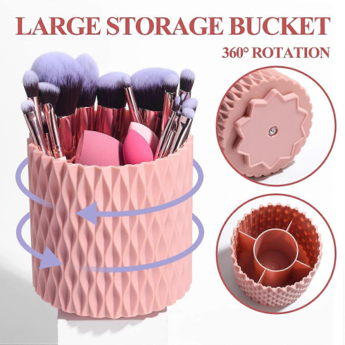Set di pennelli trucco premium da 18 pezzi con 5 spugnette e supporto (sintetici, rosa) 1