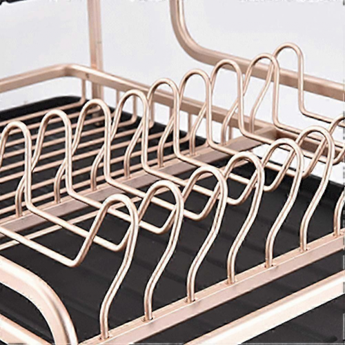 Golden 39x29cm Double Layer Kitchen Dish Rack Drainer 2