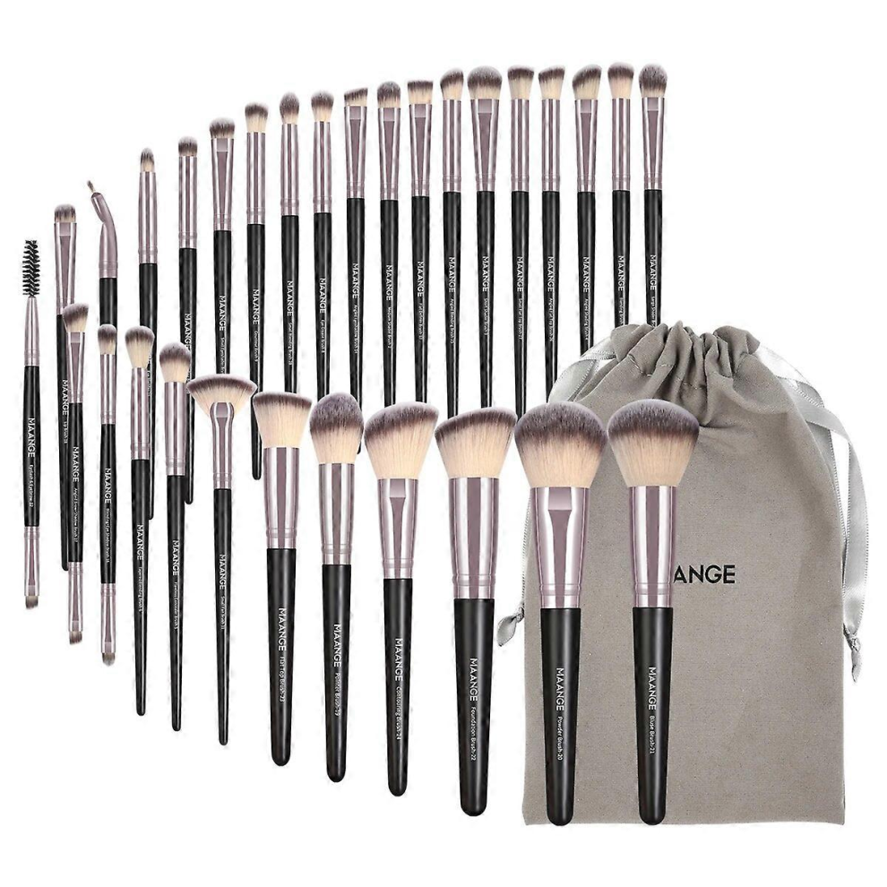 Black Coffeemaange 30Pcs Professional Makeup Brush Set For Foundation Concealer Eyeshadow Powder Blush With Bag