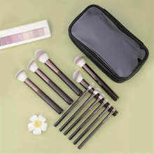 11 Brown OPP Bags & 11-Piece Makeup Brush Set with Soft Bristles, Ergonomic Handle