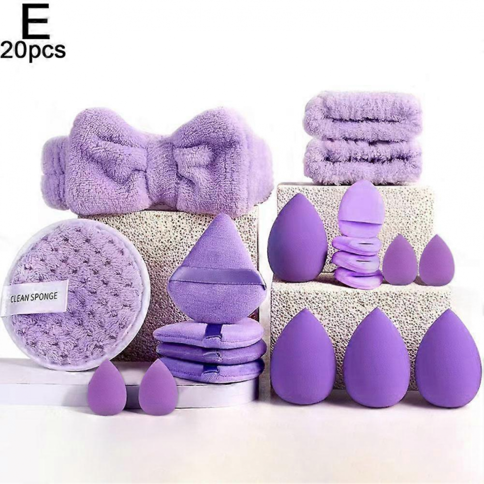 Purple/Brown 20/40Pcs Makeup Brushes Sponges Set With Beauty Egg Puff