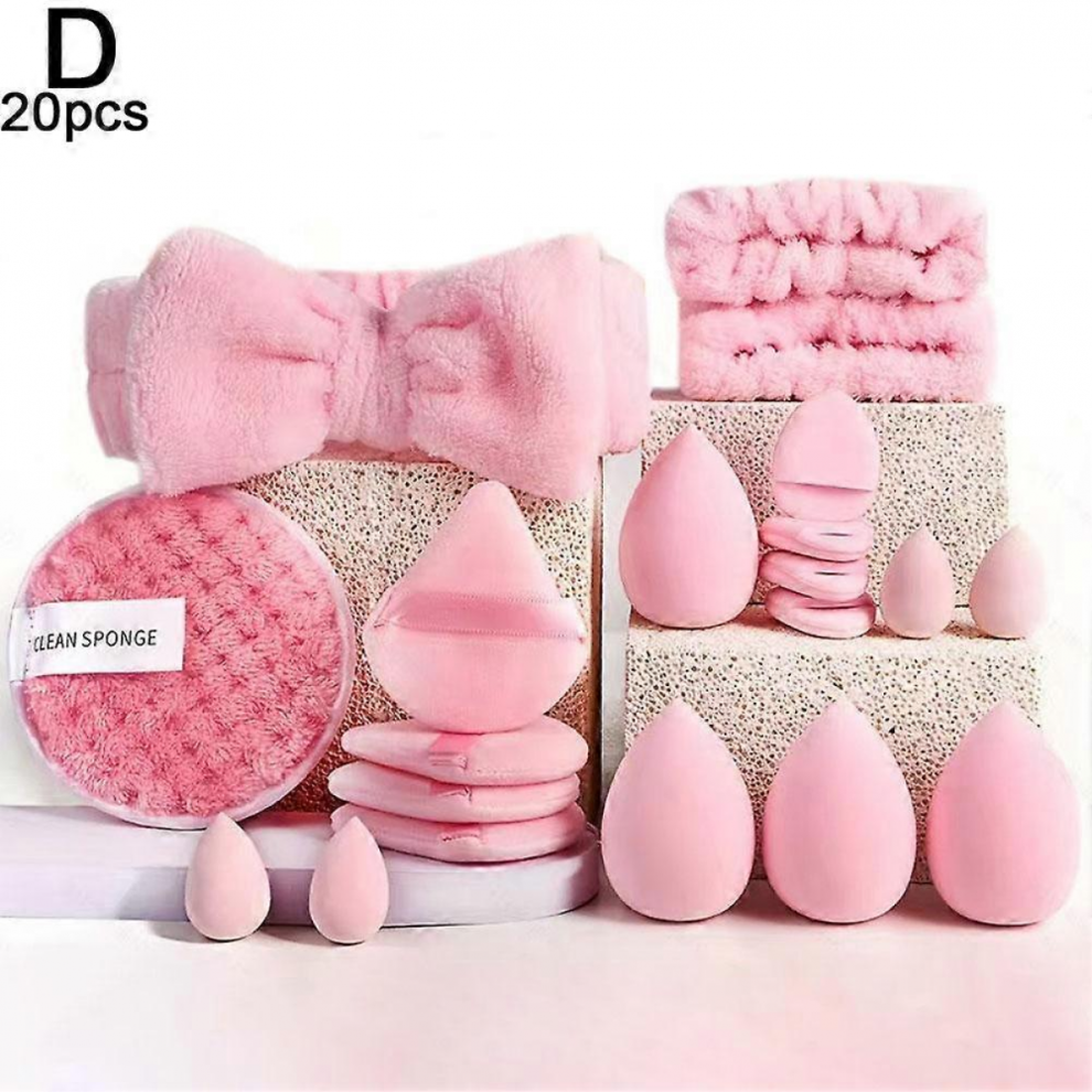 Pink/Brown 20/40Pcs Makeup Brushes Sponges Set With Beauty Egg Puff