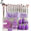 Set da 40 pennelli e spugnette per il trucco viola con Beauty Egg e Brown Puff 1