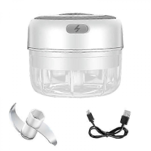 USB Rechargeable Electric Garlic Chopper, 100ml/250ml Capacity, Stainless Steel Blade for Kitchen, Vegetables, Chili, Meat