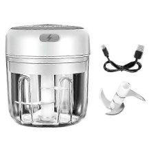 USB Rechargeable Electric Garlic Chopper, 100ml/250ml Capacity with Stainless Steel Blade for Kitchen, Vegetables, Chili, Meat