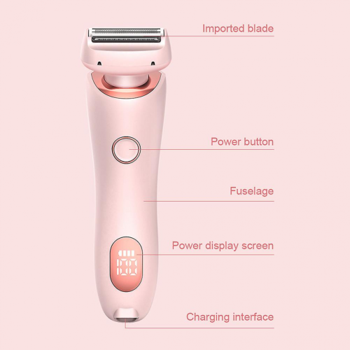 Epilatore e rasoio 2 in 1 rosa per donna, tagliacapelli viso e bikini indolore 2