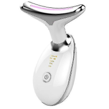 Appareil de massage thermique EMS blanc pour lifting et raffermissement du visage et du cou, avec LED photonique et microcourants