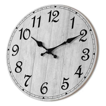 Silent Grey Wall Clock, Vintage Rustic Wooden Decor for Kitchen Bathroom Living Room