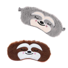2er-Pack weiche Schlafmasken mit Faultiermotiv für Reisen und Zuhause – Grau-Braun
