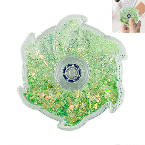 Fidget Spinner con Sabbia e Liquido Colorato, Glitter e Petali Antistress 1