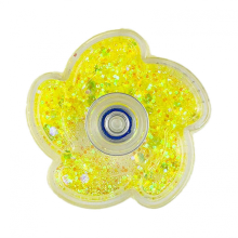Yellow Glitter Flower Sand Fidget Spinner Toy, Liquid Motion Stress Relief
