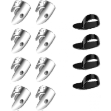 8pcs Stainless Steel + 4pcs Plastic Adjustable Finger Picks Set for Guitar Banjo Harp Bass
